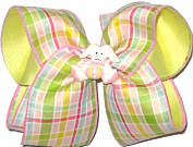 Large Pastel Plaid over Baby Maize with Easter Bunny Miniature